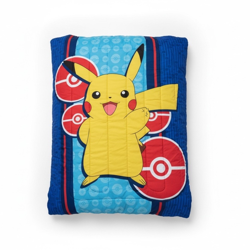 Pokemon Pikachu Reversible Comforter - Yellow, Red, Blue